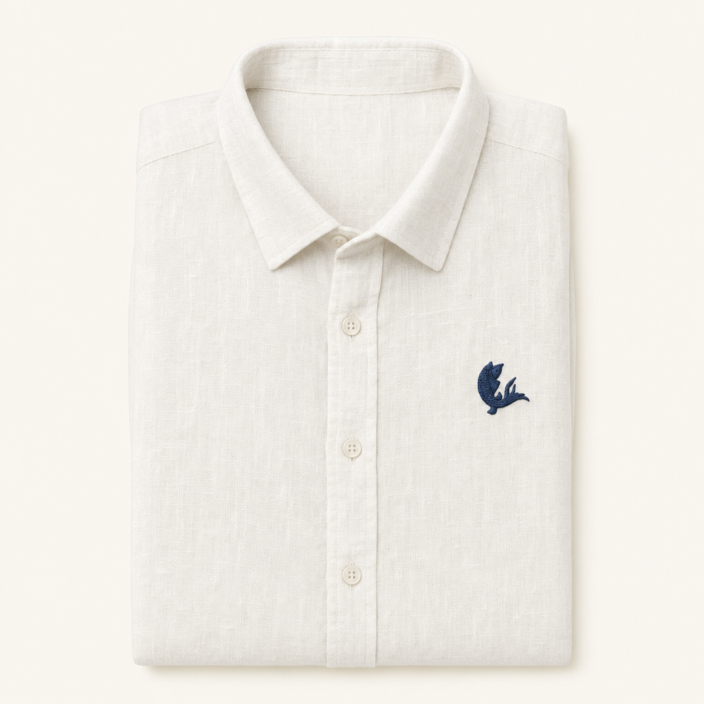 Manu White — off-white linen shirt, folded