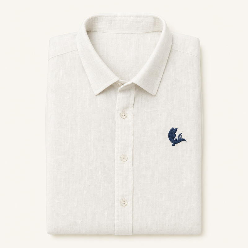 Manu White — off-white linen shirt, folded